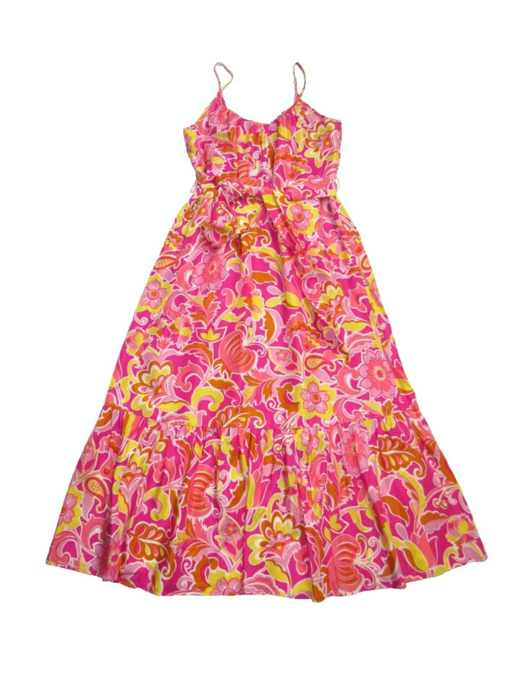 NWT J.Crew Scoopneck Silk Maxi in Fuchsia Yellow Floral Removable Belt Dress 6 - Picture 4 of 6